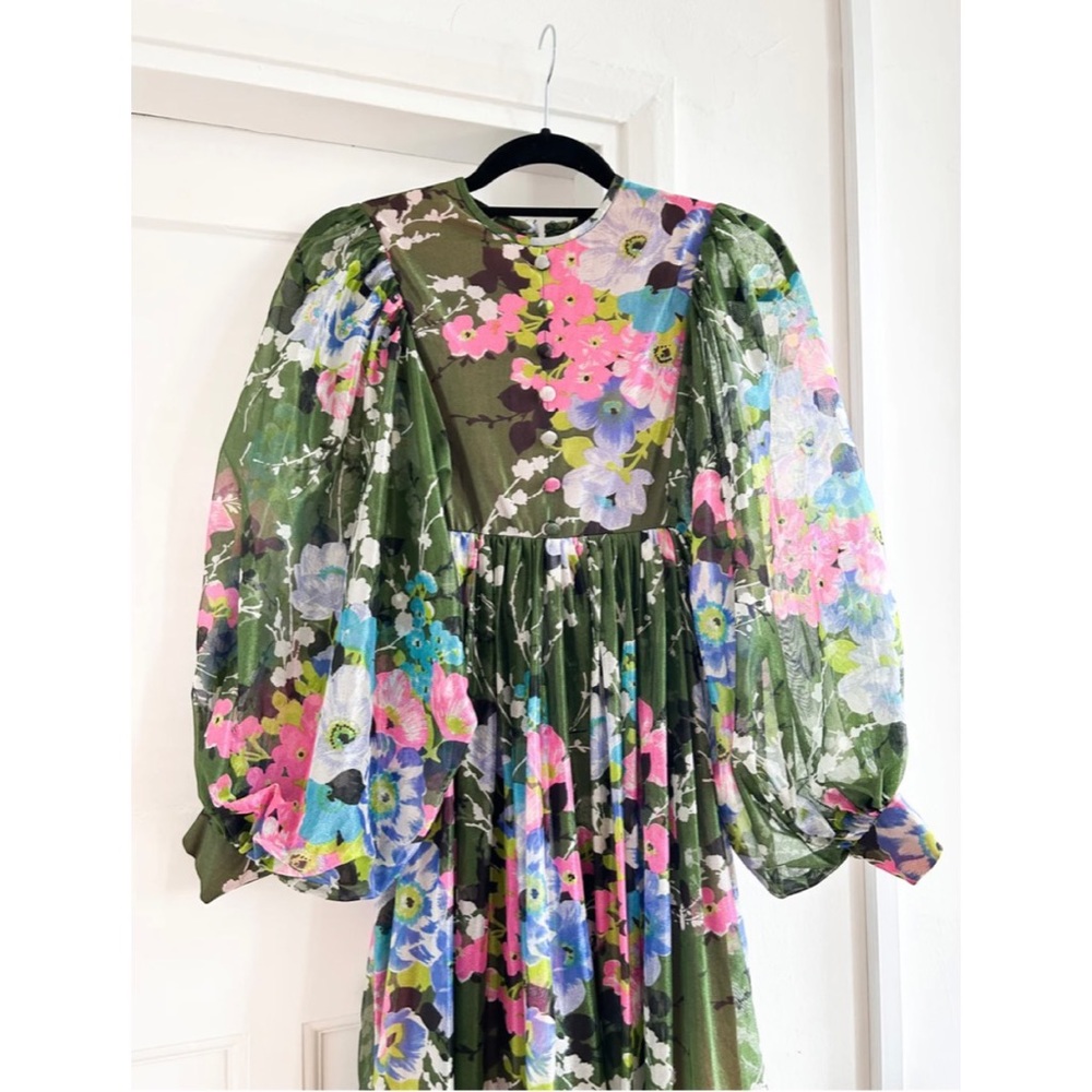Vintage 1970s Balloon Sleeve Floral Maxi Dress - Picture 3 of 6